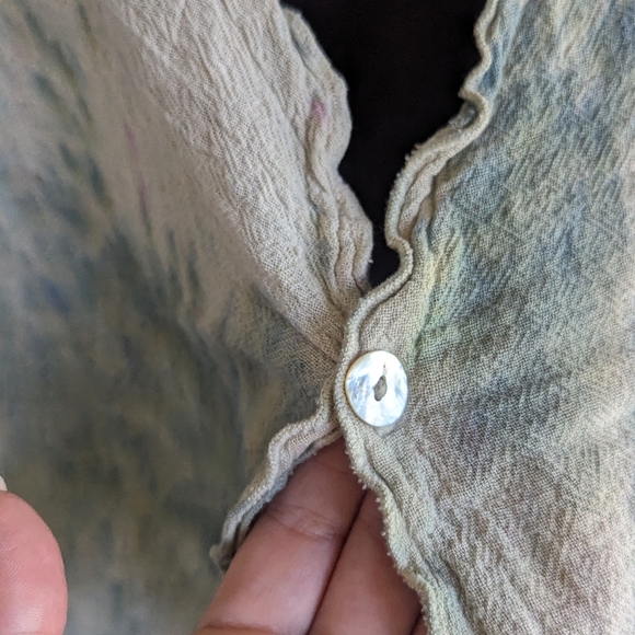 Artsy Tie Dye Gauze Vest Green Hippie Vacation Lagenlook Bohemian Sleeveless - Picture 7 of 11